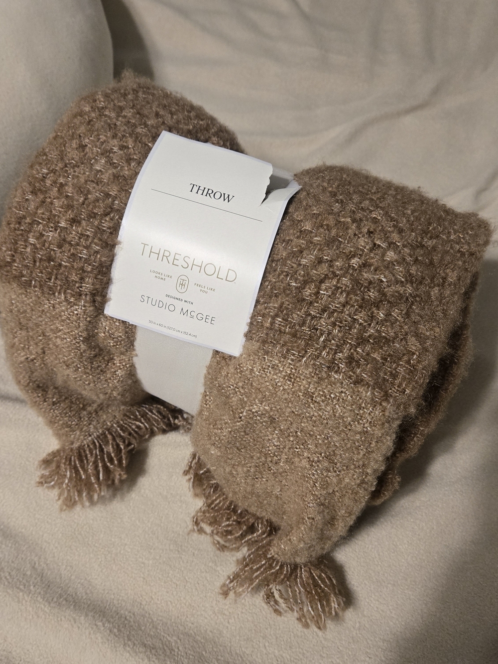 Threshold Studio McGee Textured Fringe Throw - Tan
